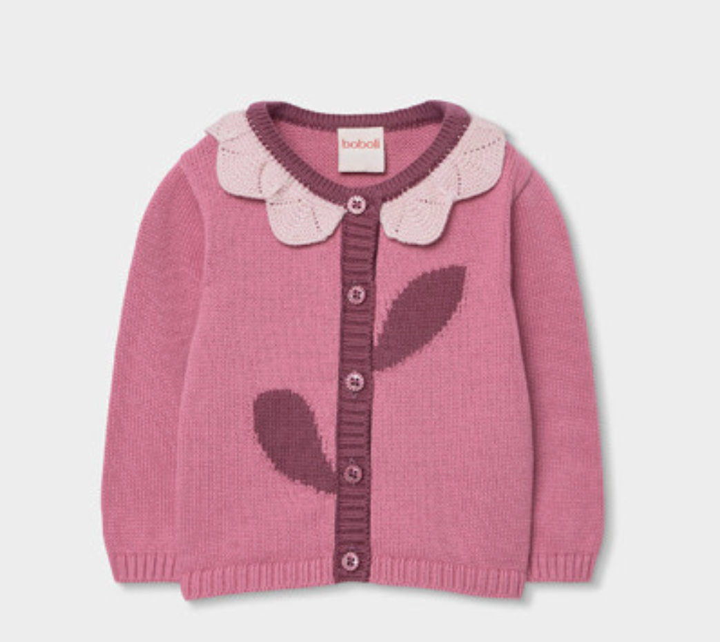 Raspberry Cardigan with Flower – Sweet Pea Children